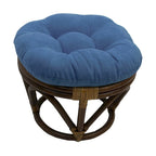Poggiapiedi rotondo in rattan multicolore con cuscino trapuntato in microfibra, singolo