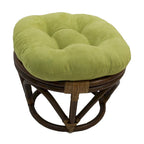 Poggiapiedi rotondo in rattan multicolore con cuscino trapuntato in microfibra, singolo