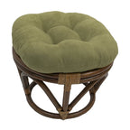 Poggiapiedi rotondo in rattan multicolore con cuscino trapuntato in microfibra, singolo