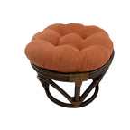 Poggiapiedi rotondo in rattan multicolore con cuscino trapuntato in microfibra, singolo