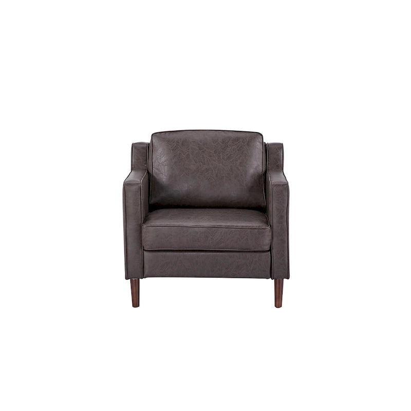 Poltrona singola Ivory / Grigio scuro / Cammello / Marrone / Verde con rivestimento in finto lino e pelle vegana