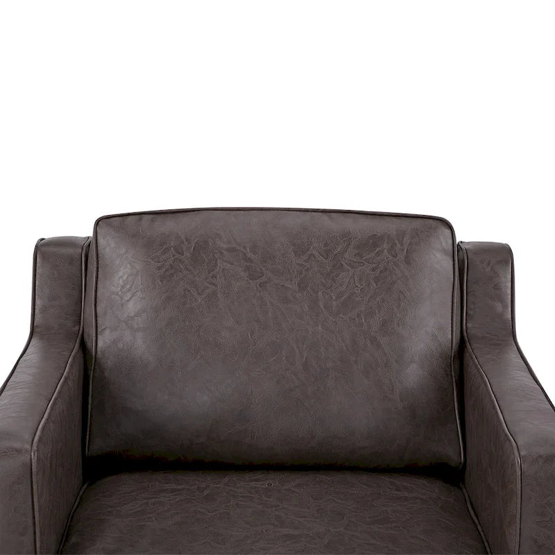 Poltrona singola Ivory / Grigio scuro / Cammello / Marrone / Verde con rivestimento in finto lino e pelle vegana