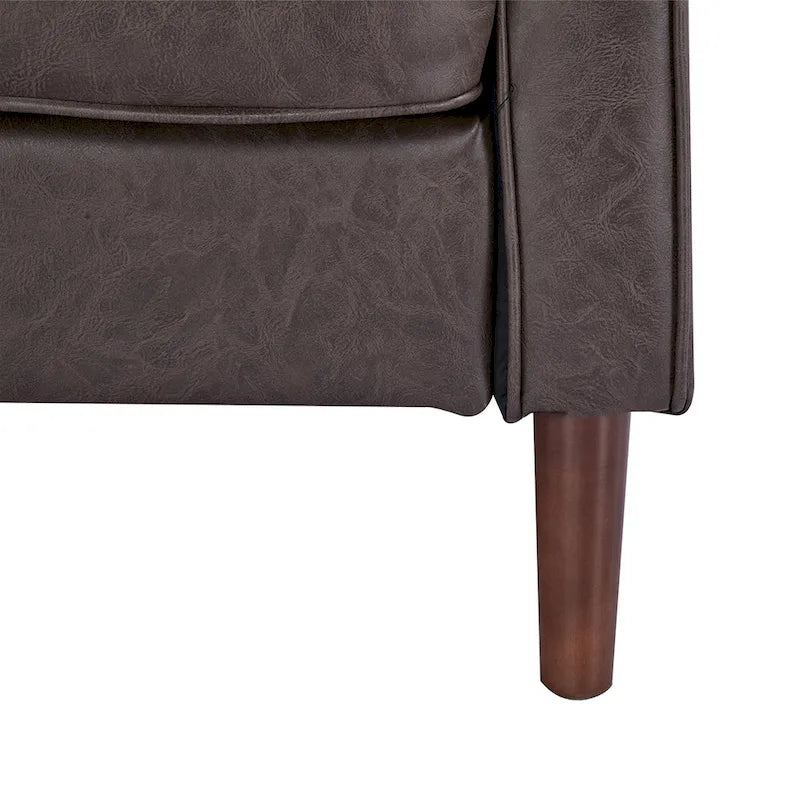 Poltrona singola Ivory / Grigio scuro / Cammello / Marrone / Verde con rivestimento in finto lino e pelle vegana