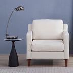 Poltrona singola Ivory / Grigio scuro / Cammello / Marrone / Verde con rivestimento in finto lino e pelle vegana