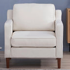Poltrona singola Ivory / Grigio scuro / Cammello / Marrone / Verde con rivestimento in finto lino e pelle vegana