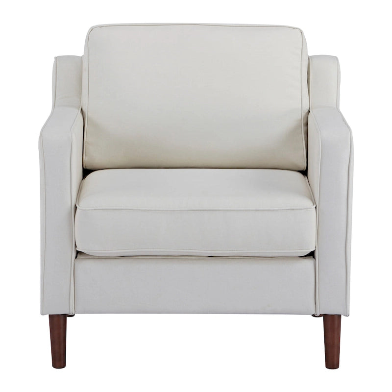 Poltrona singola Ivory / Grigio scuro / Cammello / Marrone / Verde con rivestimento in finto lino e pelle vegana