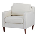 Poltrona singola Ivory / Grigio scuro / Cammello / Marrone / Verde con rivestimento in finto lino e pelle vegana