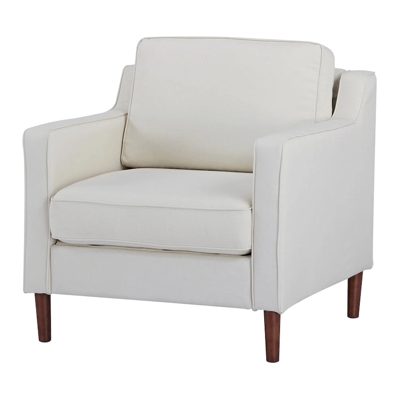 Poltrona singola Ivory / Grigio scuro / Cammello / Marrone / Verde con rivestimento in finto lino e pelle vegana