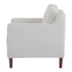 Poltrona singola Ivory / Grigio scuro / Cammello / Marrone / Verde con rivestimento in finto lino e pelle vegana