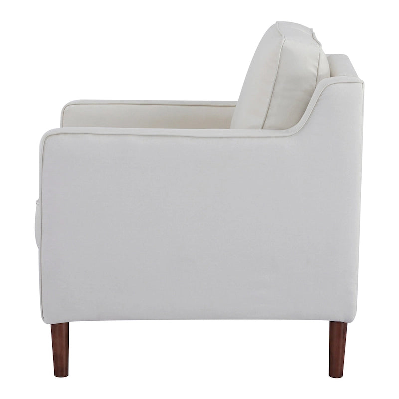 Poltrona singola Ivory / Grigio scuro / Cammello / Marrone / Verde con rivestimento in finto lino e pelle vegana