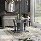 Tavolo da pranzo moderno in vetro grigio / nero / bianco, 4-6 posti
