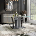 Tavolo da pranzo moderno in vetro grigio / nero / bianco, 4-6 posti