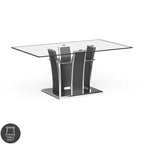 Tavolo da pranzo moderno in vetro grigio / nero / bianco, 4-6 posti