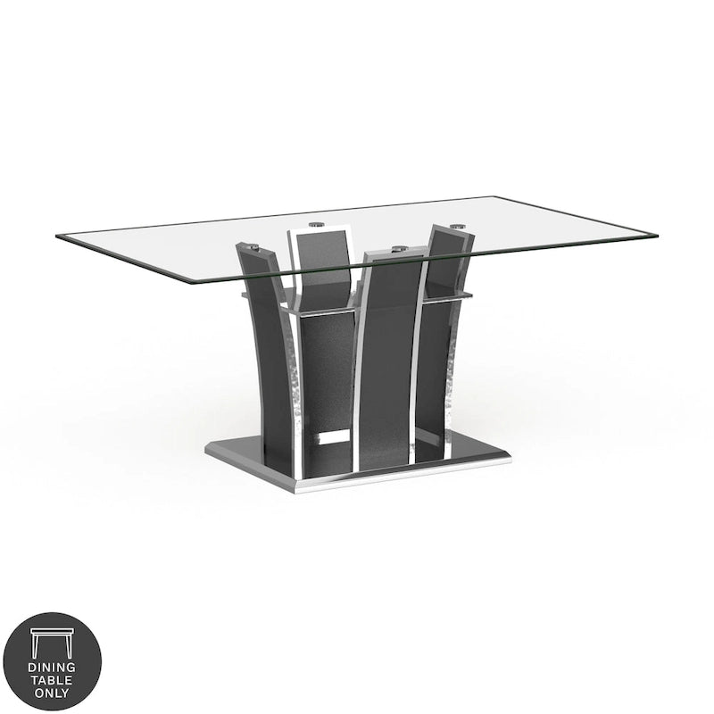 Tavolo da pranzo moderno in vetro grigio / nero / bianco, 4-6 posti