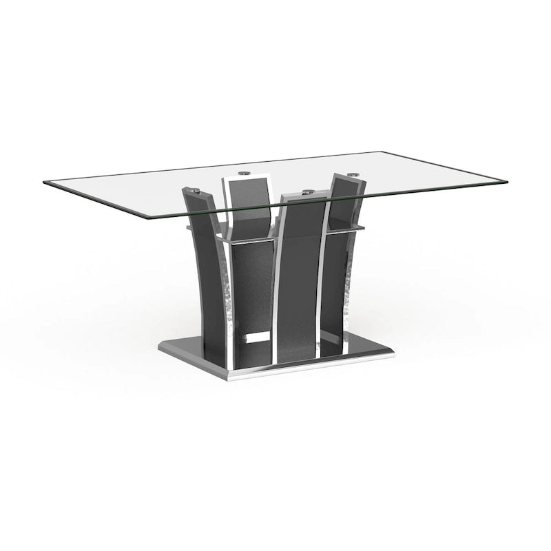Tavolo da pranzo moderno in vetro grigio / nero / bianco, 4-6 posti