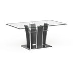 Tavolo da pranzo moderno in vetro grigio / nero / bianco, 4-6 posti