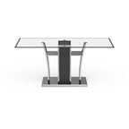 Tavolo da pranzo moderno in vetro grigio / nero / bianco, 4-6 posti
