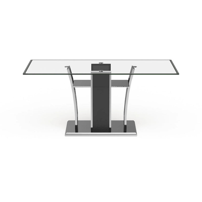 Tavolo da pranzo moderno in vetro grigio / nero / bianco, 4-6 posti
