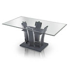 Tavolo da pranzo moderno in vetro grigio / nero / bianco, 4-6 posti