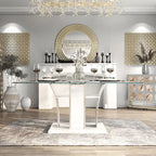 Tavolo da pranzo moderno in vetro grigio / nero / bianco, 4-6 posti