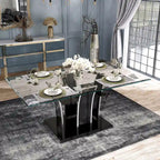 Tavolo da pranzo moderno in vetro grigio / nero / bianco, 4-6 posti
