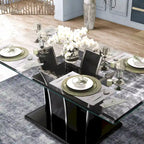 Tavolo da pranzo moderno in vetro grigio / nero / bianco, 4-6 posti