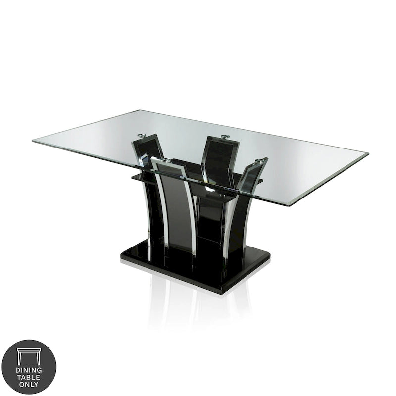 Tavolo da pranzo moderno in vetro grigio / nero / bianco, 4-6 posti