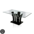 Tavolo da pranzo moderno in vetro grigio / nero / bianco, 4-6 posti
