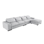 Divano sezionale modulare grigio chiaro/blu scuro con pouf, 5 posti a sedere
