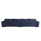 Divano sezionale modulare grigio chiaro/blu scuro con pouf, 5 posti a sedere