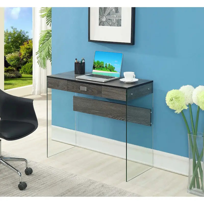 Convenience Concepts SoHo 1 Drawer Glass 36  Desk