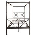 Telaio per letto a baldacchino in metallo nero, testiera a forma di X, piazza singola/piazza francese/matrimoniale, 1-2 persone