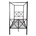 Telaio per letto a baldacchino in metallo nero, testiera a forma di X, piazza singola/piazza francese/matrimoniale, 1-2 persone