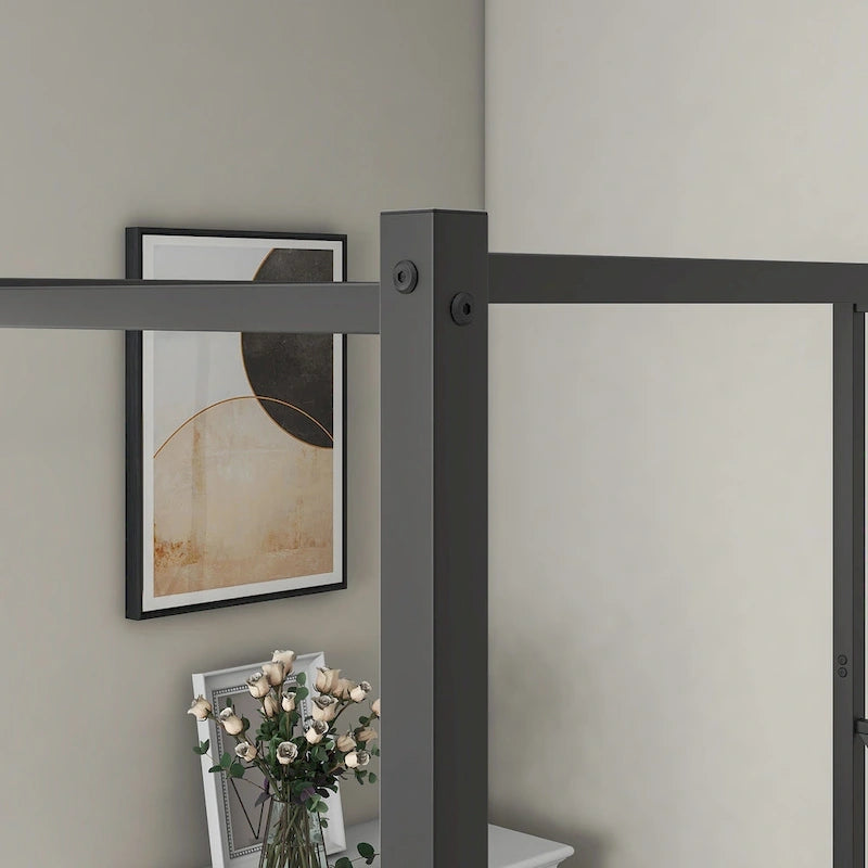 Telaio per letto a baldacchino in metallo nero, testiera a forma di X, piazza singola/piazza francese/matrimoniale, 1-2 persone