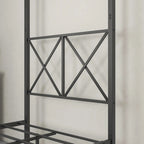 Telaio per letto a baldacchino in metallo nero, testiera a forma di X, piazza singola/piazza francese/matrimoniale, 1-2 persone