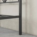 Telaio per letto a baldacchino in metallo nero, testiera a forma di X, piazza singola/piazza francese/matrimoniale, 1-2 persone