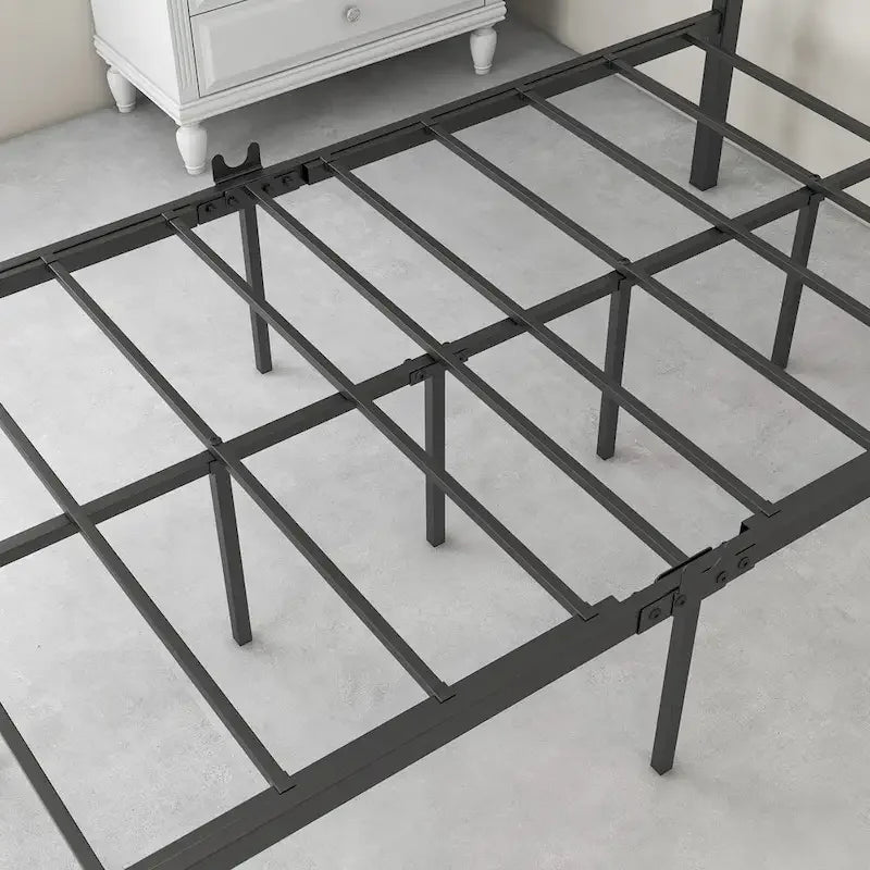 Telaio per letto a baldacchino in metallo nero, testiera a forma di X, piazza singola/piazza francese/matrimoniale, 1-2 persone