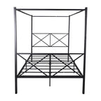 Telaio per letto a baldacchino in metallo nero, testiera a forma di X, piazza singola/piazza francese/matrimoniale, 1-2 persone