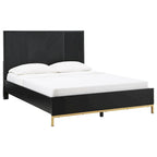 Set camera da letto Queen con Chevron Nero Intagliato e Gambe Dorate – da 3 a 6 Pezzi