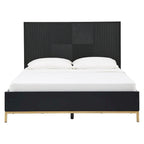 Set camera da letto Queen con Chevron Nero Intagliato e Gambe Dorate – da 3 a 6 Pezzi