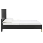 Set camera da letto Queen con Chevron Nero Intagliato e Gambe Dorate – da 3 a 6 Pezzi
