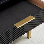 Set camera da letto Queen con Chevron Nero Intagliato e Gambe Dorate – da 3 a 6 Pezzi