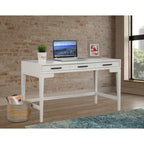 Scrivania grande in acero miele/gesso bianco con 3 cassetti, 1 persona