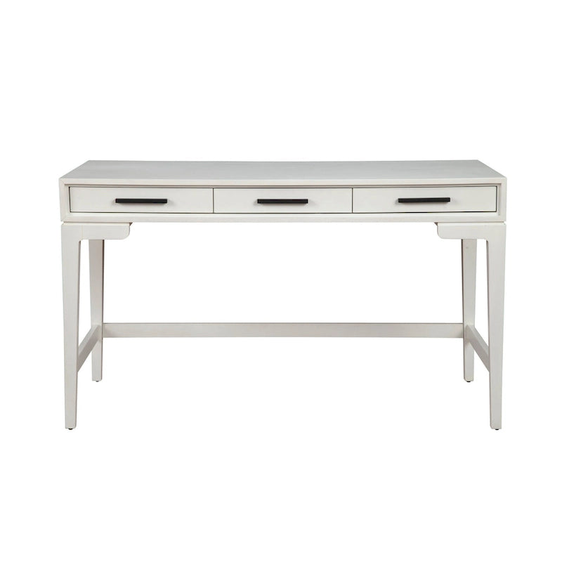 Scrivania grande in acero miele/gesso bianco con 3 cassetti, 1 persona