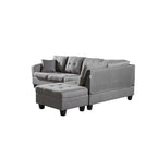 Divano Sezionale a 3 Posti in Similpelle Marrone con Chaise Longue Sinistra e Pouf Contenitore