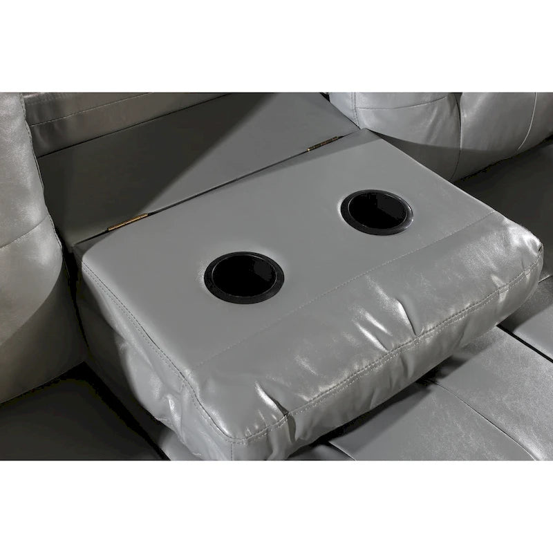 Divano Sezionale a 3 Posti in Similpelle Marrone con Chaise Longue Sinistra e Pouf Contenitore