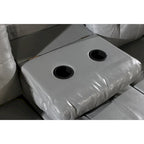 Divano Sezionale a 3 Posti in Similpelle Marrone con Chaise Longue Sinistra e Pouf Contenitore