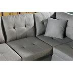 Divano Sezionale a 3 Posti in Similpelle Marrone con Chaise Longue Sinistra e Pouf Contenitore