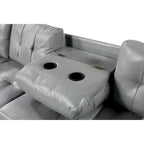 Divano Sezionale a 3 Posti in Similpelle Marrone con Chaise Longue Sinistra e Pouf Contenitore