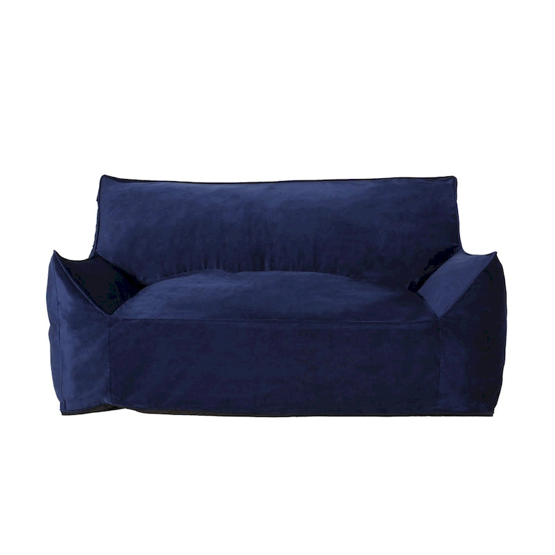 Poltrona sacco in velluto a 2 posti con braccioli, grigia/tortora/rosa/blu